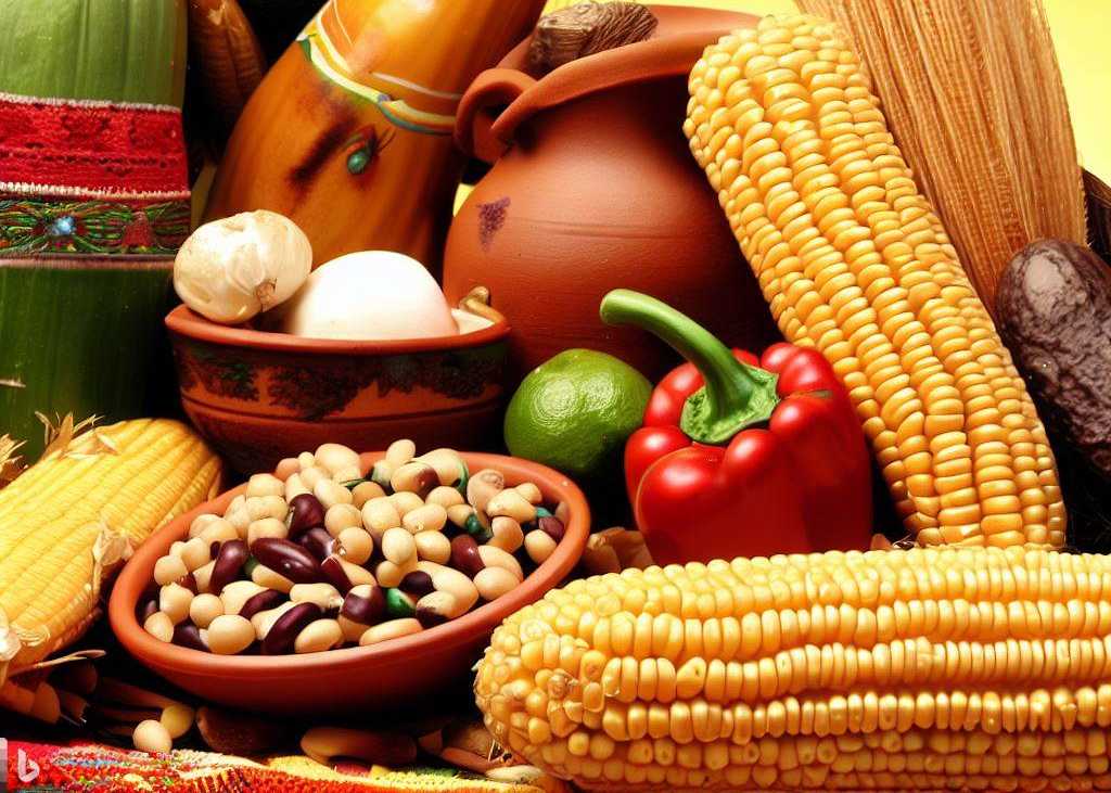 Cajas de productos agrícolas frescos mexicanos, como frutas y verduras, listas para exportación, con etiquetas que indican su origen mexicano y la bandera de México.