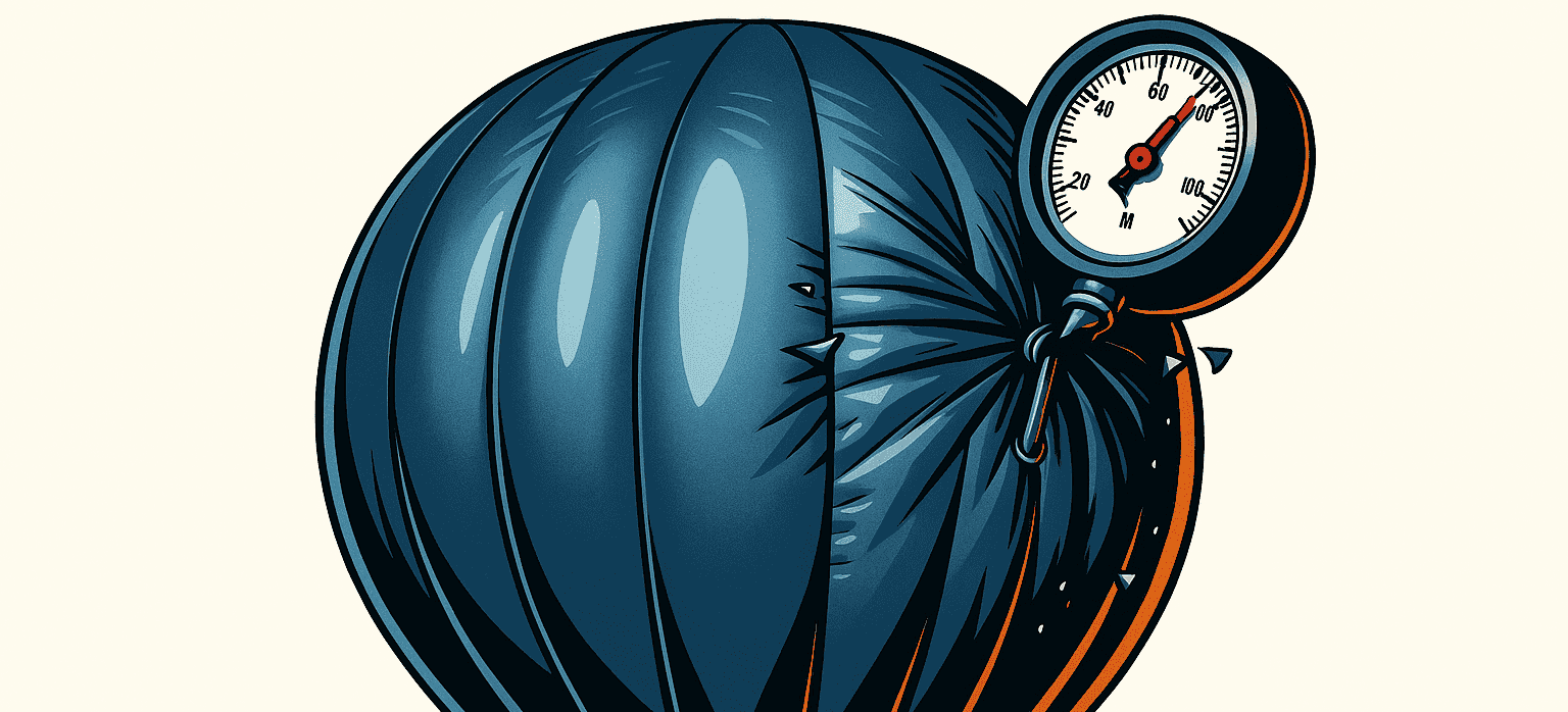 Ilustración de un globo inflado al máximo con un manómetro, simbolizando el impacto de la inflación y su posible aprovechamiento estratégico por las empresas.